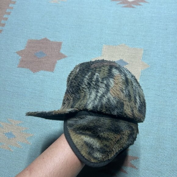 Vintage 80s camo trapper hat flap Trebark camouflage fleece hunting made in USA - Picture 6 of 8